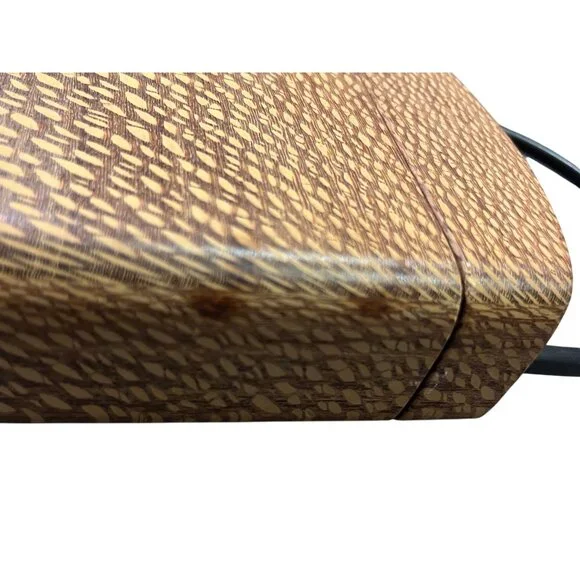 Handmade Wooden Purse Small Box Bag Rubber Handle Artisan Unique Used - Picture 7 of 16